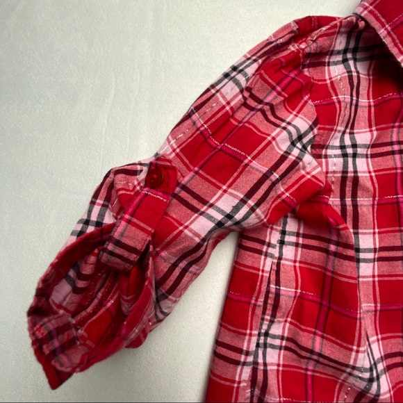 Guess Los Angeles Girls Red/Black Plaid Shirt Sz 3 - Picture 7 of 13
